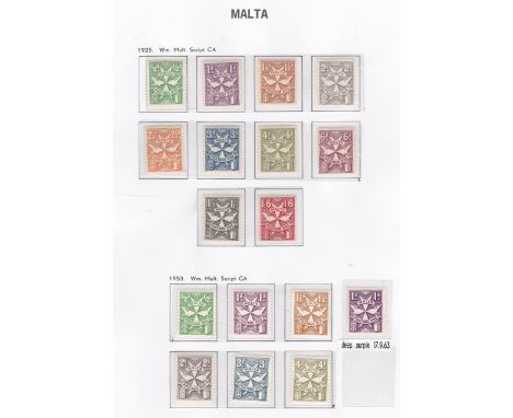Malta 1925 and 1953 Postage Due Sets, l/m/mint SG D11/D20 and D21/D26 (17)