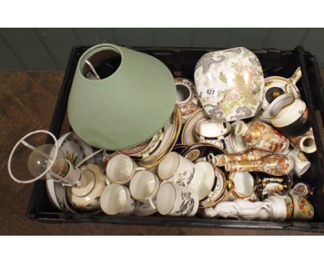 Collection of Oriental and other china including lamp