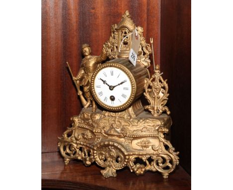 Small French gilt figure decorated mantel clock 