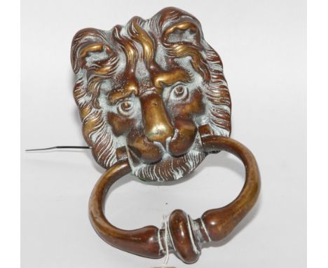 Lion mask brass door knocker 