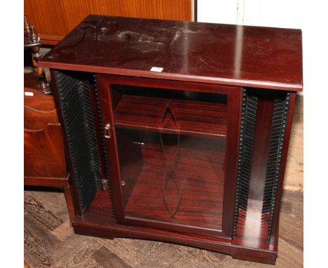 2'6 mahogany hifi and CD cabinet with glazed door 