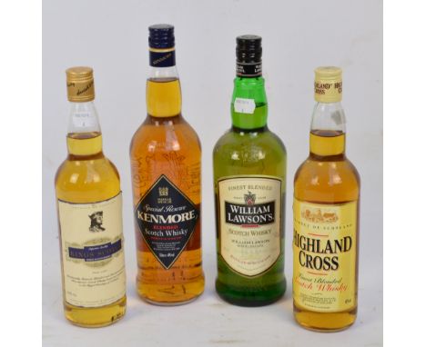 Four bottles of Scotch Whisky; Highland Cross, William Lawson's, Kenmore and King's Scotch (4).