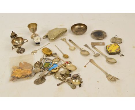 A mixed lot of silver items including various teaspoons, a pair by USA Royal Danish International sterling spoons, a footed t