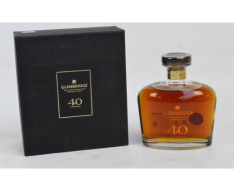 A single bottle of Glenbridge 49 Years Matured Oak Casket Speyside Single Malt Scotch Whisky, in presentation box.