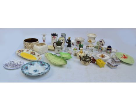 A quantity of mixed ceramics including a miniature Goss "Peveril Castle, Castleton" globular vase, two pieces of crested ware