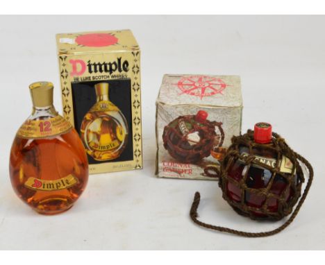 Dimple, a single bottle of deluxe Scotch Whisky, boxed, and a single bottle of Cognac Gautier, boxed (2).