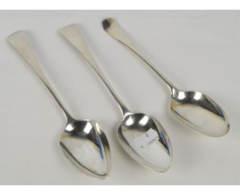 A George III hallmarked silver table spoon in Old English pattern, Francis Parsons & Joseph Goss, Exeter 1805, another exampl