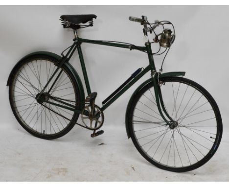 A Rudge bicycle with Brooks seat and Lucas Captain No.59 lamp, the bike repainted.