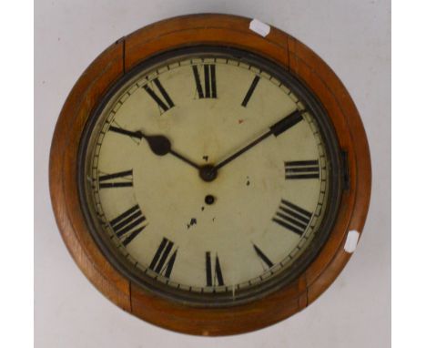 A mahogany cased circular wall clock, the circular enamel dial set with Roman numerals, with fusee movement, diameter 40cm.