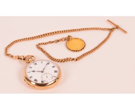 An early 20th century 9ct yellow gold cased open faced crown wind pocket watch, case by Dennison Watch Case Co, Birmingham 19