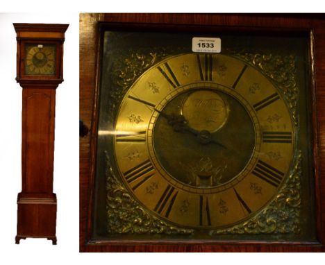 J. WILLIAMS OF PRESTON;  a late 18th century oak thirty hour longcase clock, the brass circular chapter ring set with Roman n