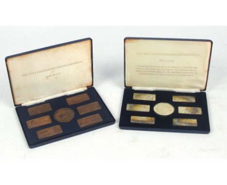 A cased Birmingham Mint limited edition set of hallmarked silver ingots to commemorate the First United Kingdom Referendum, J