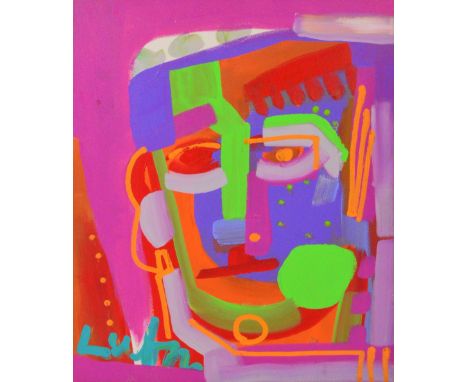 NOAH LUBIN (b.1979); acrylic on canvas, abstract portrait study, signed, 49 x 39.5cm, mounted but unframed. (D) CONDITION REP