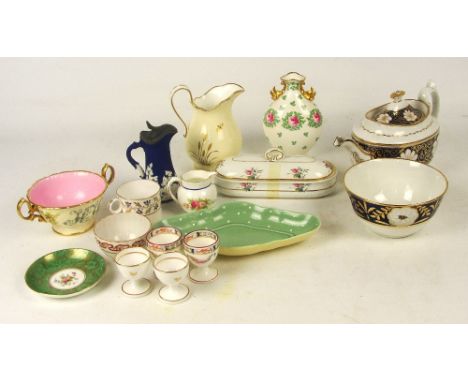 A collection of early 20th century and later Minton including an oval teapot with floral and gilt heightened decoration on bl