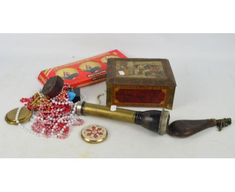 A boxed set of Britains British Regiment three mounted lifeguards no. 7228, a quantity of costume jewellery, a safety torch, 