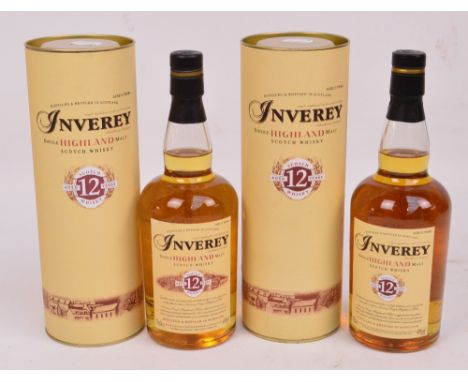 Two boxed bottles of 12 year Inverey Single Malt Highland Scotch Whisky.