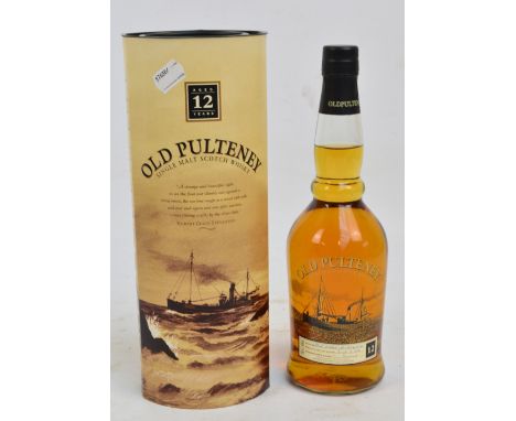 Old Pulteney, a single bottle of 12 year aged Single Malt Scotch Whisky, boxed.