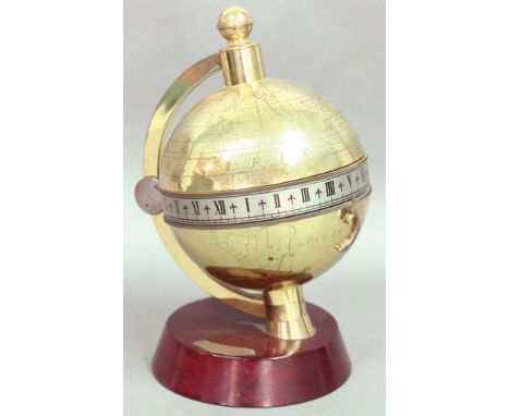 CHARLES FRODSHAM OF LONDON GLOBE CLOCK, brass with silvered chapter ring, limited edition number 13 of 5000, on a mahogany ef