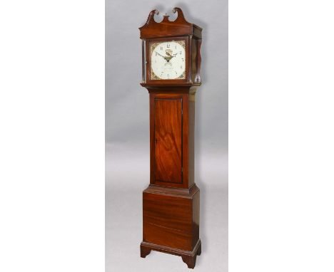 MAHOGANY LONGCASE CLOCK, 19th century, the 12" painted dial inscribed Henry Gailer beneath a date aperture on a brass 30 hour