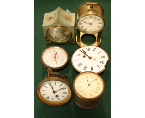 FIVE CONTINENTAL CLOCK MOVEMENTS for restoration purposes, together with a lacquered case (6).