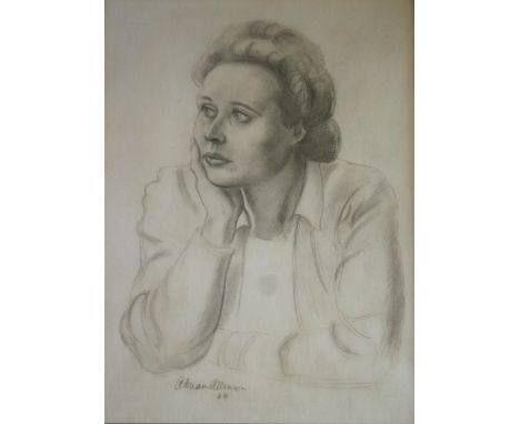 •ADRIAN ALLINSON (1890-1959) PORTRAIT STUDY OF A LADY Signed and dated 44, pencil 36.5 x 26.5cm. ++ Some slight time toning o