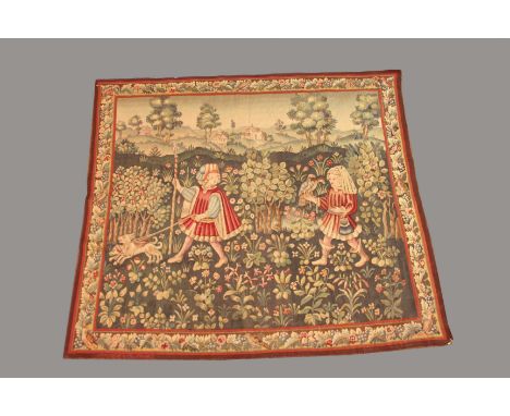 BRAQUENIE & CIE TAPESTRY,  Malines, Belgium, in the 16th Century style, woven in wool, with a mille fleurs field depicting hu
