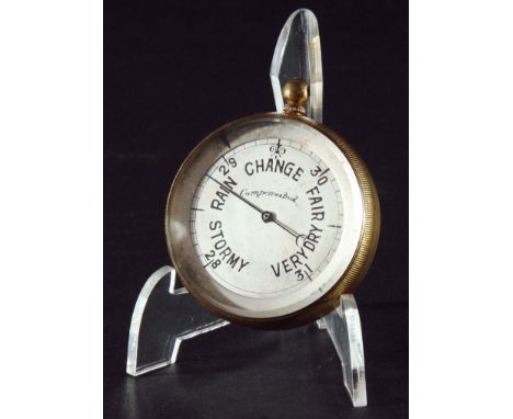 COMPENSATED POCKET BAROMETER in leather case.