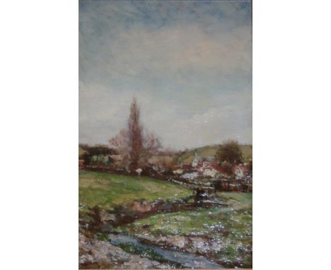 JAMES CHARLES (1851-1906) THE WINDING BROOK Signed with monogram, oil on panel 29 x 19cm. ++ Good condition