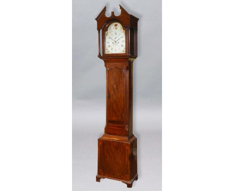 MAHOGANY LONGCASE CLOCK, circa 1800, the 12" painted dial inscribed Thomas Gregory, Marlow, with subsidiary seconds dial and 