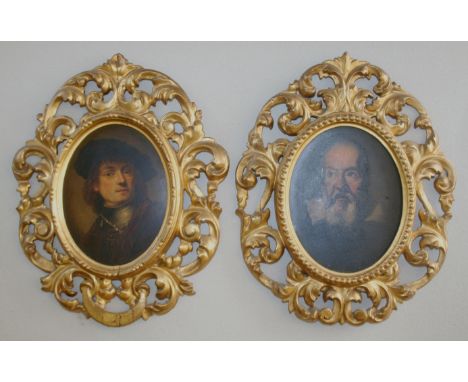 AFTER JUSTUS SUSTERMANS (1597-1681) PORTRAIT OF GALILEO GALILEI Oil on board, oval, decorative Florentine frame 20.5 x 16cm.;