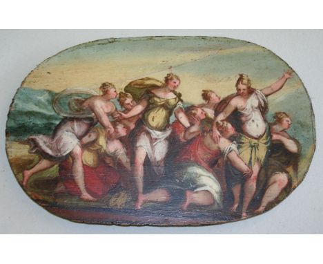 MANNER OF PAOLO VERONESE (1528-1588) DIANA'S NYMPHS Oil on pine panel, rounded oblong, unframed 26.5 x 40.5cm. ++ Small flake