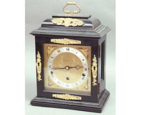 ENGLISH MANTEL CLOCK, by Elliott, 20th century but in the early 18th century style, the brass dial with silvered chapter ring