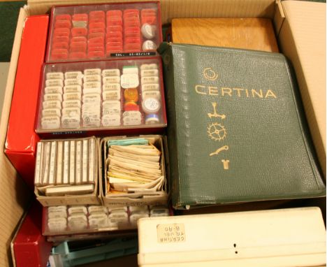 COLLECTION OF CATALOGUES and other boxed materials on Swiss watches including Certina and other vintage makes (parcel).
