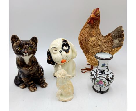 A Vintage Winstanley tabby cat No3 21 cm high, Crown Devon dog etc.