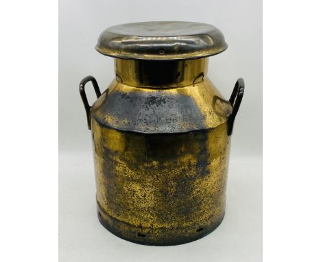 A vintage brass milk churn, marked Unigate Creameries Ltd - height 46cm