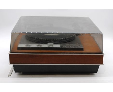 A vintage Garrard 401 turntable, with ACOS Lustre head-shell - one piece of metal trim loose from the underside of the plinth