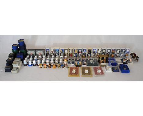 A collection of various thimbles, including Wedgwood, Caithness, Royal Worcester etc.
