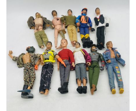 A collection of vintage Action Man figurines, including three by Palitoy dated 1964 etc - some A/F