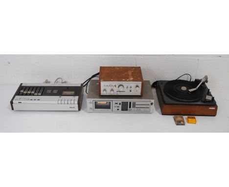 A vintage Garrard SP25 MKII four speed turntable, with two Goldring styli, along with an Eagle AA2 amplifier, a Toshiba PC-G2
