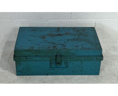A vintage metal trunk 67cm x 40cm, height 26 cm