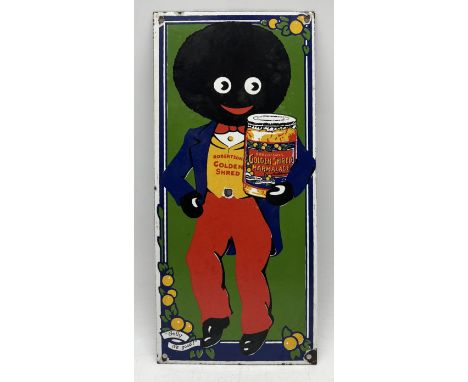 A reproduction Robertsons Golden Shred 'Golly it's Good' enamel advertising sign by Garnier & Co Ltd, London:, circa 1970s si