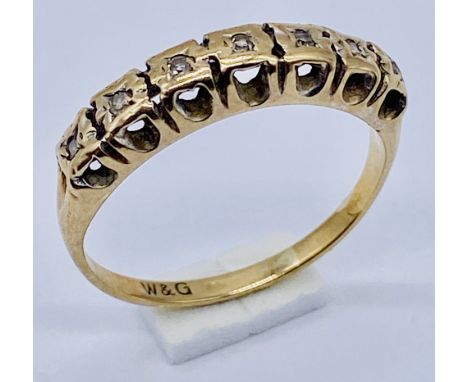 A 9ct gold half eternity ring set with diamonds, size N, total weight 1.8g