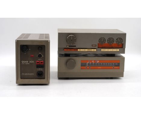 A vintage Quad 303 power amplifier, along with a Quad 33 amp control unit and a Quad FM 3 tuner - UNTESTED