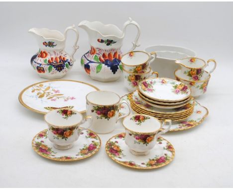 A quantity of various ceramics, including a pair of Royal Albert 'Old Country Roses' pattern cups and saucers with a jug, a R
