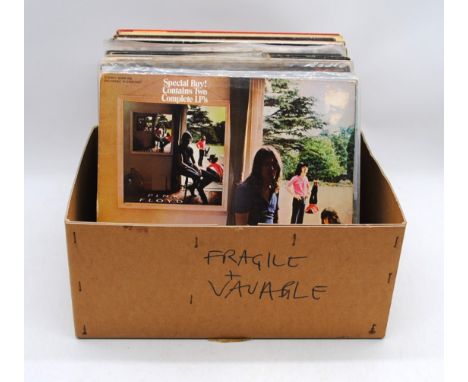 A quantity of various 12" vinyl records, including Pink Floyd, Camel, Yes, The Who, Vangelis, Elton John, Crosby Stills Nash 
