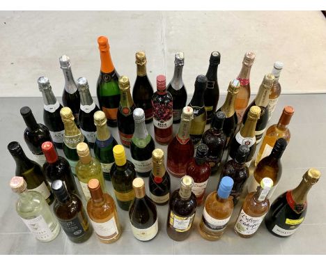 ALCOHOL - bottles of wine, various (38) including Cava, Asti, Blossom Hill, Eagle Crest, Echo Falls, ETC, white, red, rose an