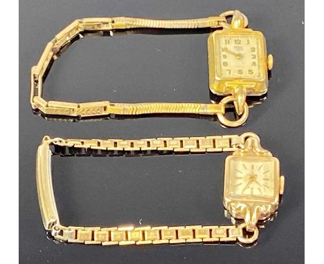 TUDOR 9CT GOLD &amp; OTHER LADY'S WRISTWATCHES (2) - the Tudor rectangular cased measuring 30 x 15mm, the case back interior 