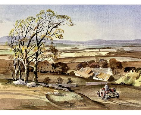 ALAN KIRKPATRICK 2006, (British born 1929), watercolour - tractor ploughing, title verso 'City Dulas Anglesey', signed and da