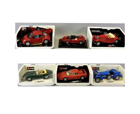 DIECAST VEHICLES - Burago boxed scale model vehicles, 1/18 (5) and a 1/24 Ferrari