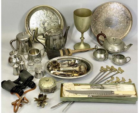 EPNS, BEATEN PEWTER, OTHER METALWARE &amp; COLLECTABLES GROUP - lot includes a W &amp; Co hand beaten three piece pewter tea 